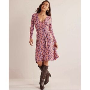 Boden Nina Jersey Midi Dress in “Hot Pepper, Tulip Bloom”